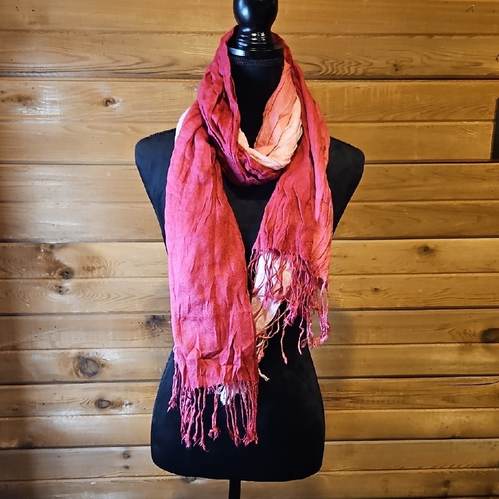 Pink Hombre Scarf W Tassles